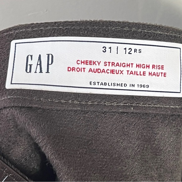 GAP High Rise Vegan Croc Leather Cheeky Straight Pants Size 31 Brown NWT - Picture 13 of 15